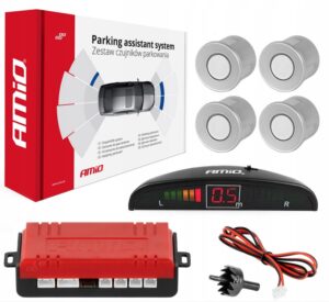 ZESTAW CZUJNIKÓW PARKOWANIA COFANIA LED 4 SENSORY SREBRNE AMIO-01564