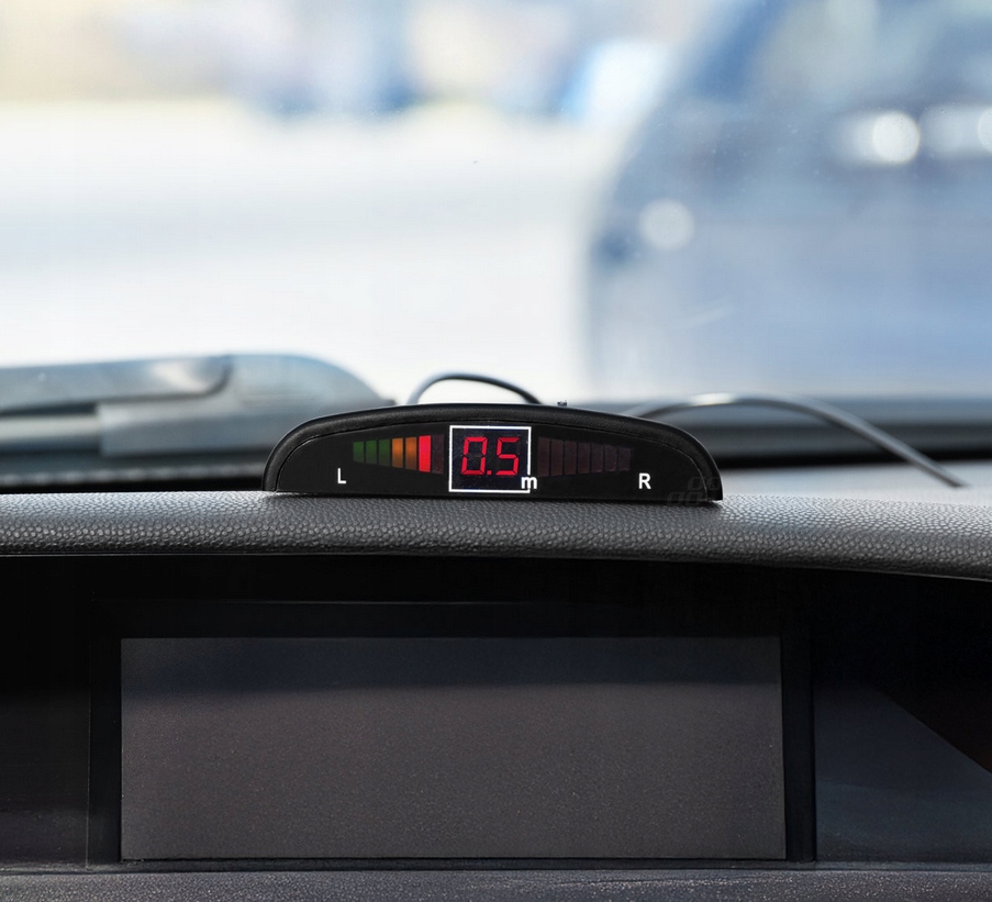 ZESTAW CZUJNIKÓW PARKOWANIA COFANIA LED 4 SENSORY SREBRNE AMIO-01564 - obrazek 2