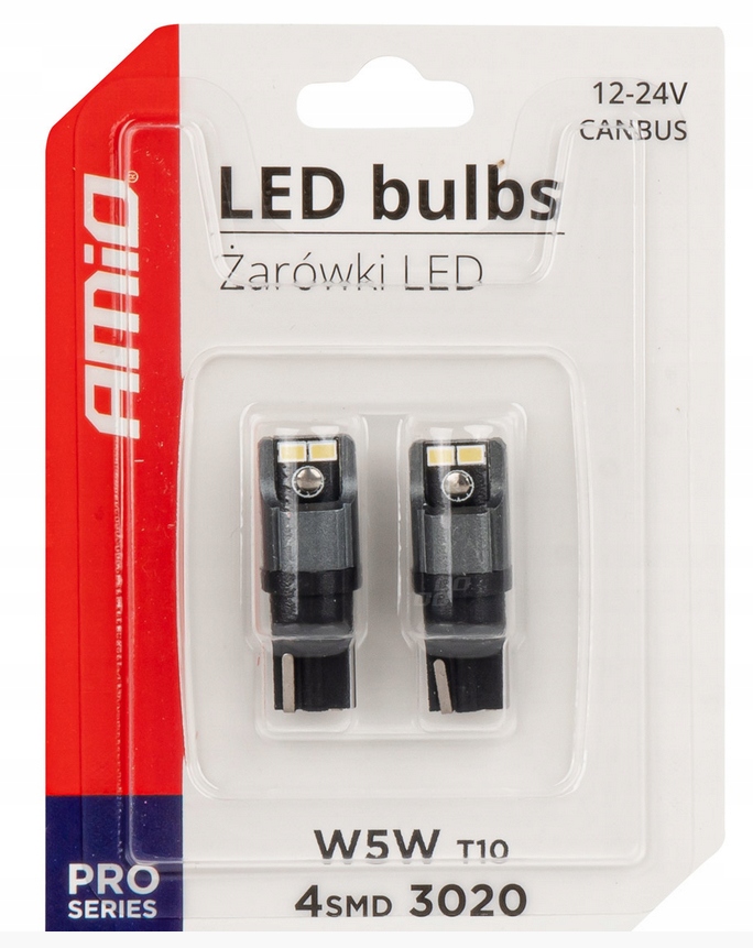 ŻARÓWKI LED CANBUS 3020 4SMD T10 W5W W10W 12V 24V AMIO-03717 - obrazek 5