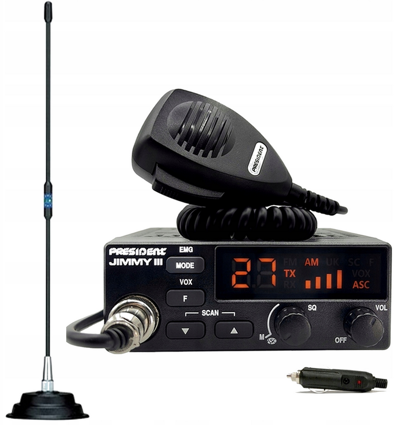 ZESTAW RADIO CB PRESIDENT JIMMY III+ANTENA CB MAGNESOWA FLORIDA 877 + WTYK. - obrazek 2
