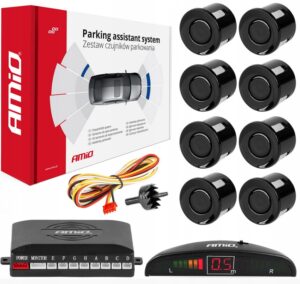 CZUJNIKI PARKOWANIA COFANIA LED 8 SENSORÓW CZARNE AMIO-01560