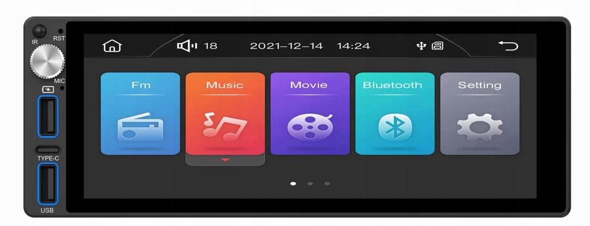 RADIO SAMOCHODOWE 1-DIN USB-C BLUETOOTH WIFI FM AM RDS CARPLAY ANDROID AUTO - obrazek 3