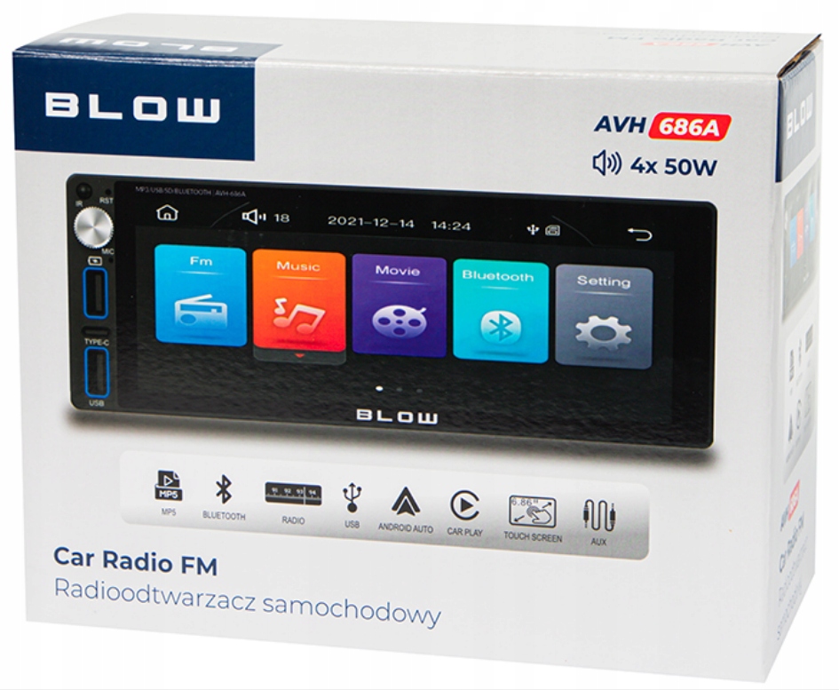 RADIO SAMOCHODOWE 1-DIN USB-C BLUETOOTH WIFI FM AM RDS CARPLAY ANDROID AUTO - obrazek 8