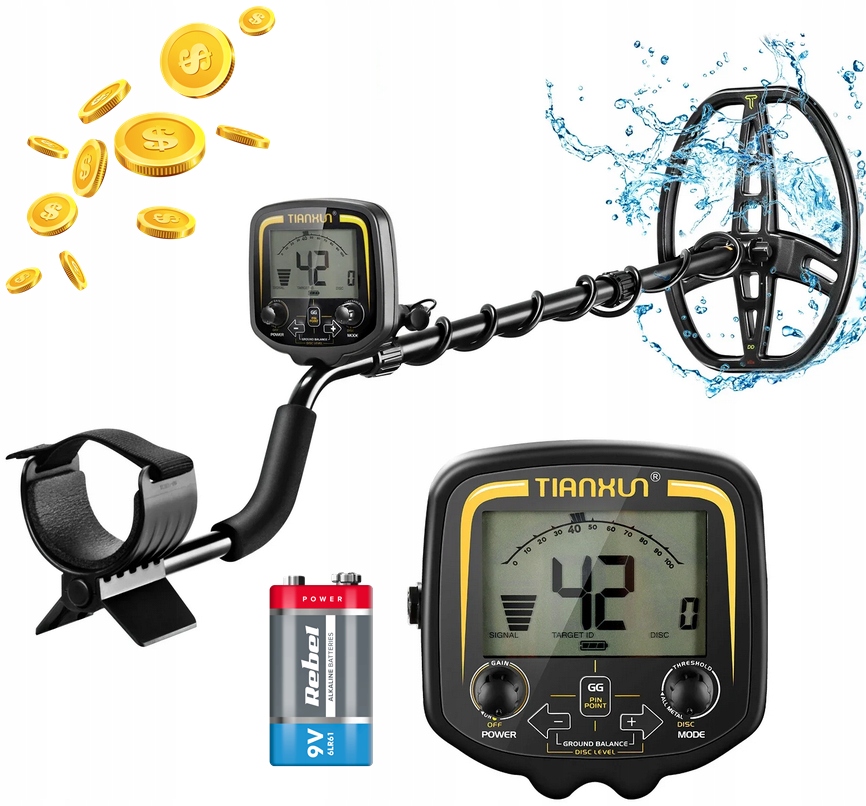 PROFESJONALNY WYKRYWACZ METALI, ZŁOTA, SREBRA,DETEKTOR TX-850 + BATERIA 9V