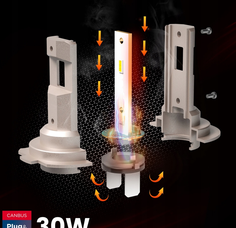 ŻARÓWKI SAMOCHODOWE LED SERIA H25 CANBUS H7 H18 12V 30W AMIO-04712 - obrazek 11