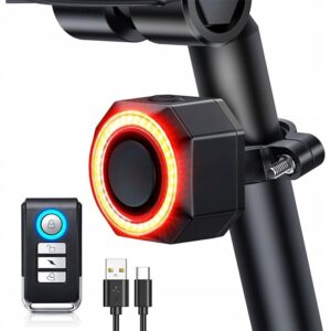 ALARM ROWEROWY BEZPRZEWODOWY DZWONEK 110dB + PILOT LAMPKA LED TYLNA TYŁ