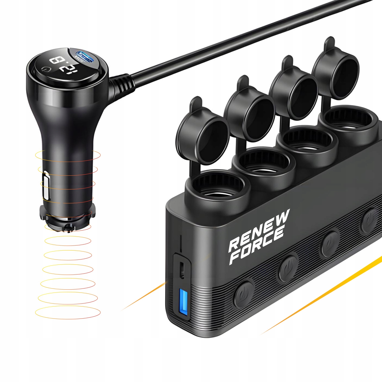 ROZDZIELACZ GNIAZDA ZAPALNICZKI 12V 24V 3x USB ŁADOWARKA SAMOCHODOWA QC 3.0 - obrazek 3