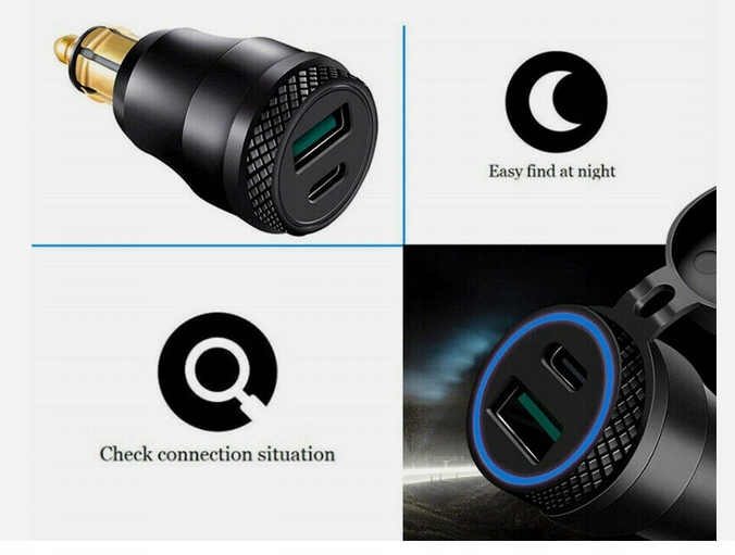 ŁADOWARKA TIR WĄSKIE GNIAZDO 30W QC3.0 USB typu C PD VOLVO SCANIA MINI DIN - obrazek 9