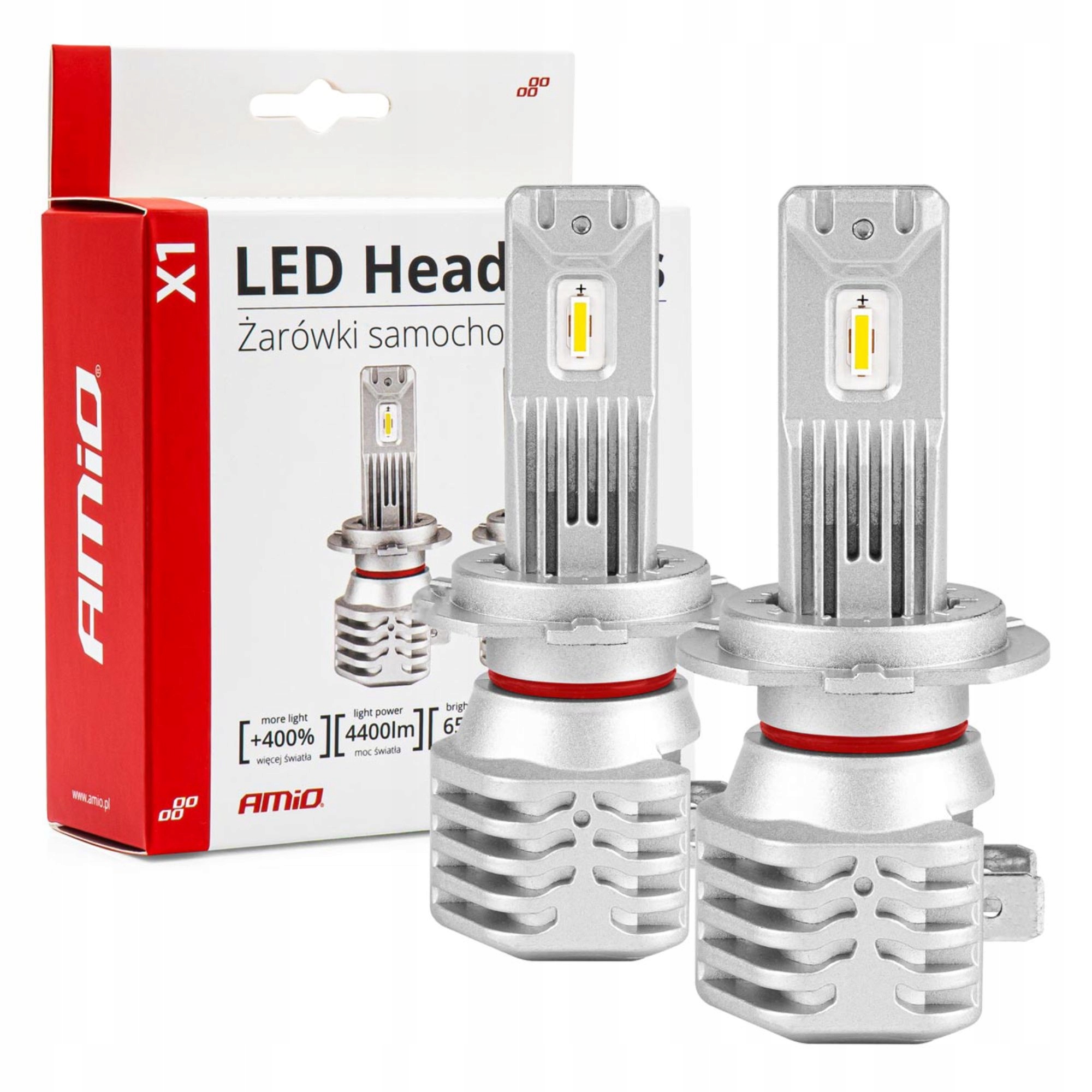 ŻARÓWKI SAMOCHODOWE LED SERIA X1 H7 6500K Canbus AMIO-02966 2 SZT.