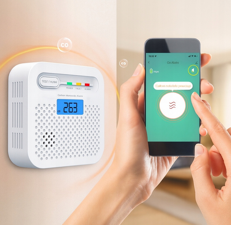 CZUJNIK CZADU TLENKU WĘGLA CO BEZPRZEWODOWY WIFI LCD TUYA 85dB APLIKACJA - obrazek 3