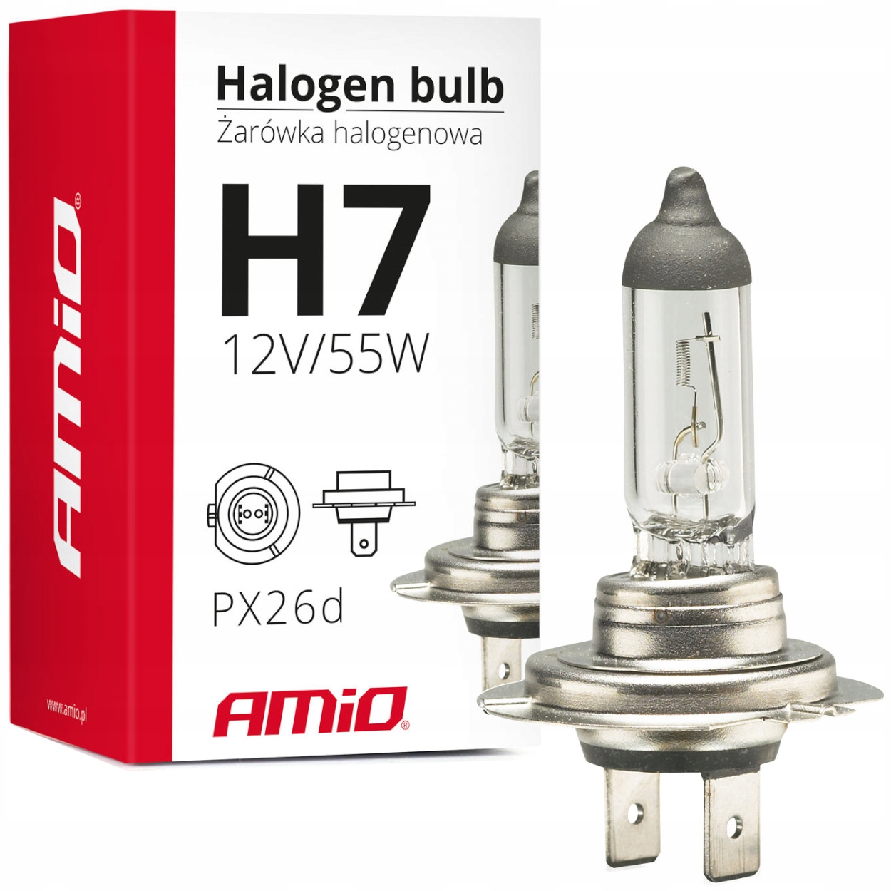 ŻARÓWKA HALOGENOWA H7 12V 55W filtr UV (E8) AMIO-01156 1 SZT. - obrazek 11