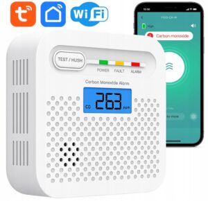 CZUJNIK CZADU TLENKU WĘGLA CO BEZPRZEWODOWY WIFI LCD TUYA 85dB APLIKACJA