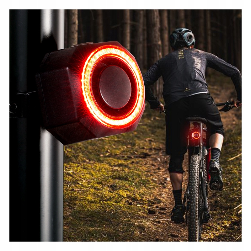 ALARM ROWEROWY BEZPRZEWODOWY DZWONEK 110dB + PILOT LAMPKA LED TYLNA TYŁ - obrazek 2