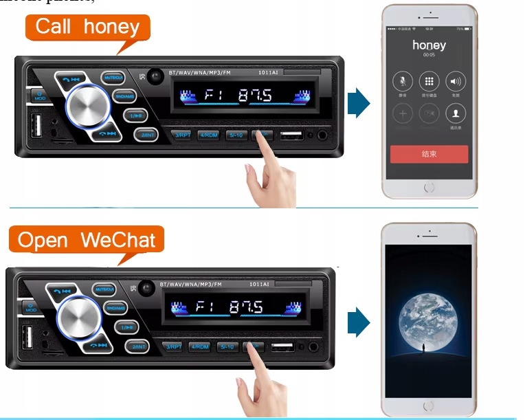 RADIO SAMOCHODOWE 24V AUX FM USB ISO MP3 BLUETOOTH 4.2 ZESTAW GŁOŚNOMÓWIĄCY - obrazek 8
