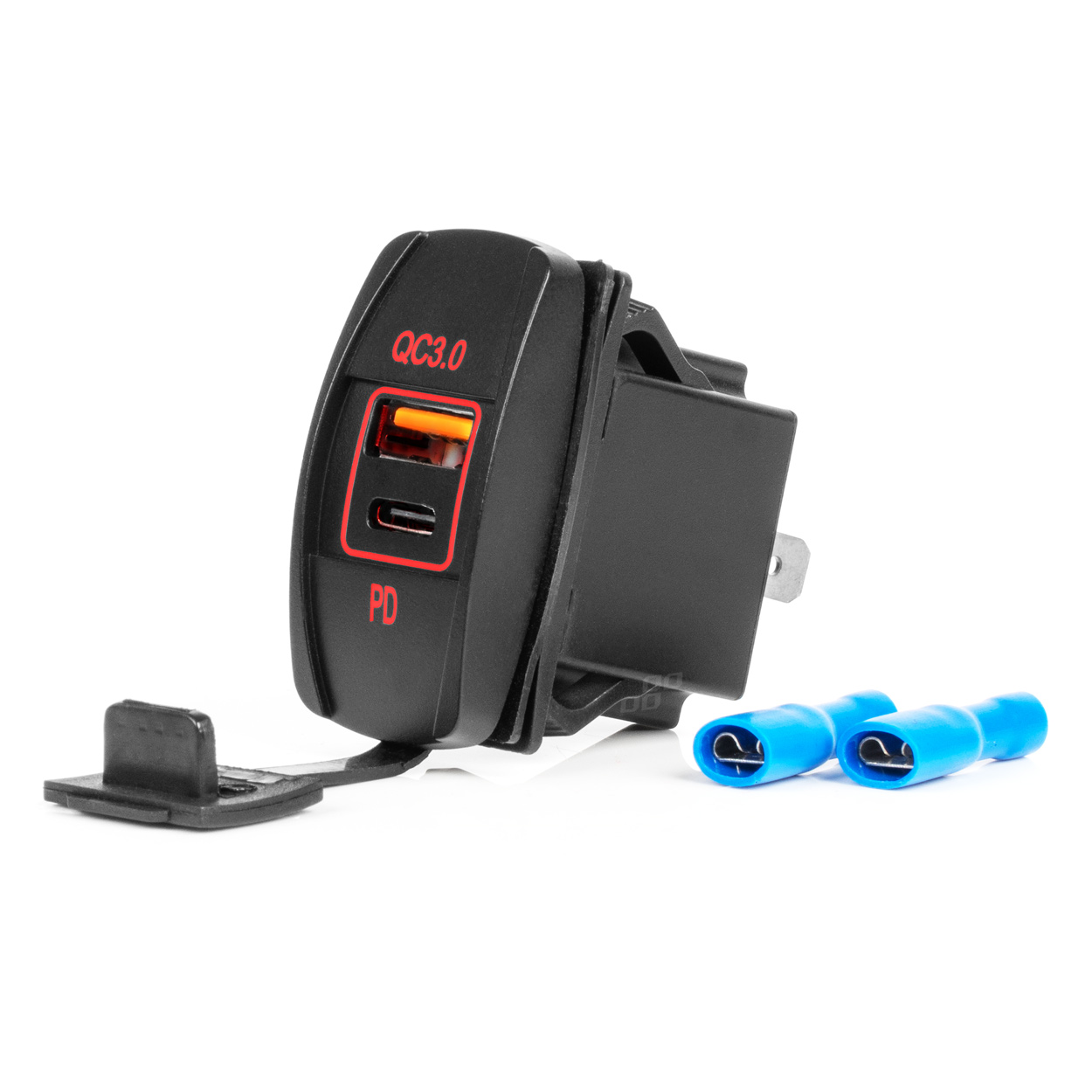 ŁADOWARKA SAMOCHODOWA Z GNIAZDAMI USB + USB-C QC3.0 12V 24V AMIO-04229 - obrazek 2