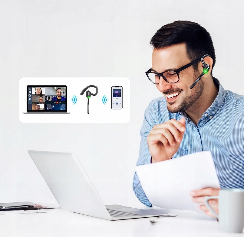 SŁUCHAWKA BLUETOOTH G5 5.2 BEZPRZEWODOWY ZESTAW SŁUCHAWKOWY + ETUI - obrazek 9