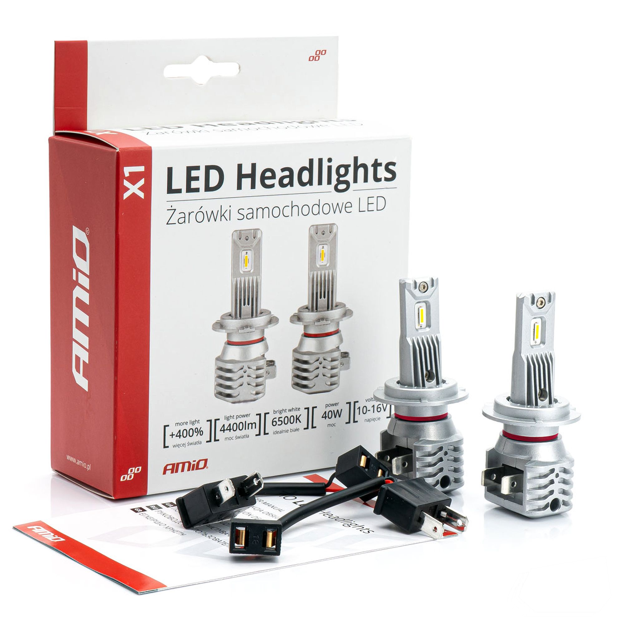 ŻARÓWKI SAMOCHODOWE LED SERIA X1 H7 6500K Canbus AMIO-02966 2 SZT. - obrazek 2