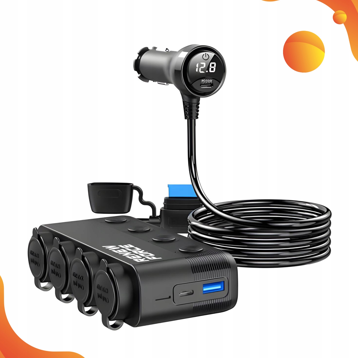 ROZDZIELACZ GNIAZDA ZAPALNICZKI 12V 24V 3x USB ŁADOWARKA SAMOCHODOWA QC 3.0 - obrazek 7