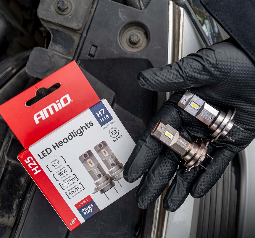 ŻARÓWKI SAMOCHODOWE LED SERIA H25 CANBUS H7 H18 12V 30W AMIO-04712 - obrazek 8