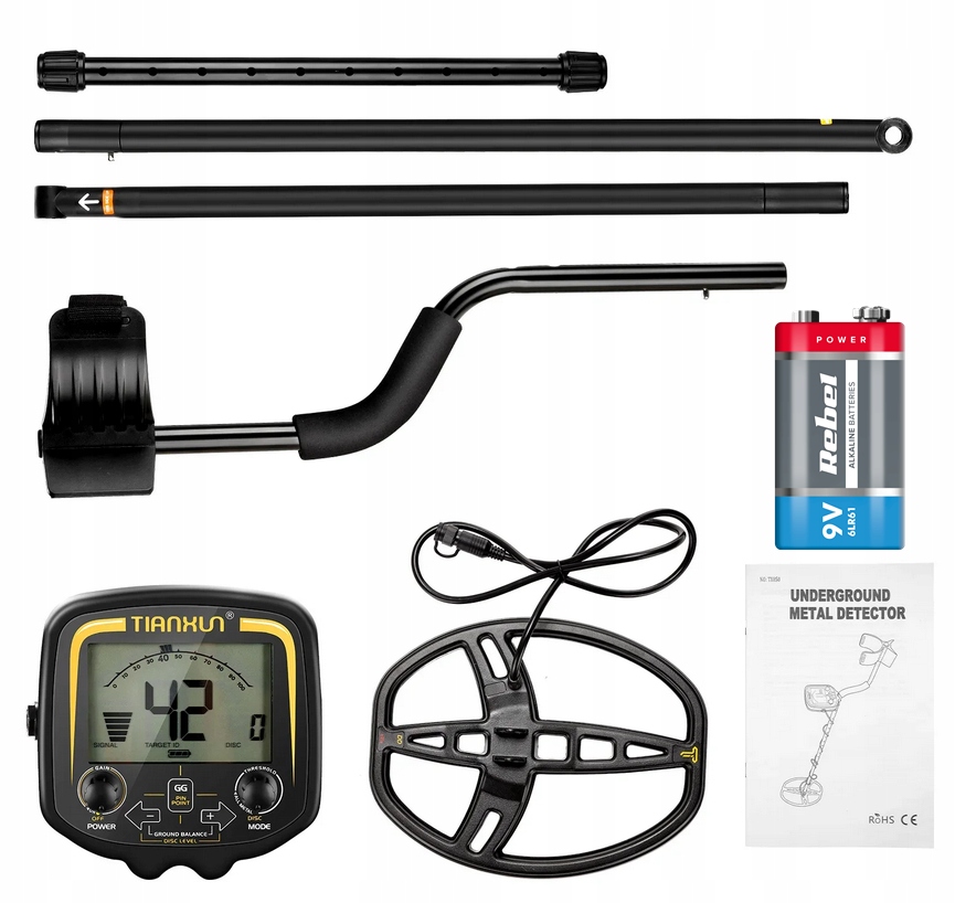 PROFESJONALNY WYKRYWACZ METALI, ZŁOTA, SREBRA,DETEKTOR TX-850 + BATERIA 9V - obrazek 7