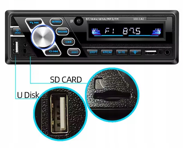 RADIO SAMOCHODOWE 24V AUX FM USB ISO MP3 BLUETOOTH 4.2 ZESTAW GŁOŚNOMÓWIĄCY - obrazek 4