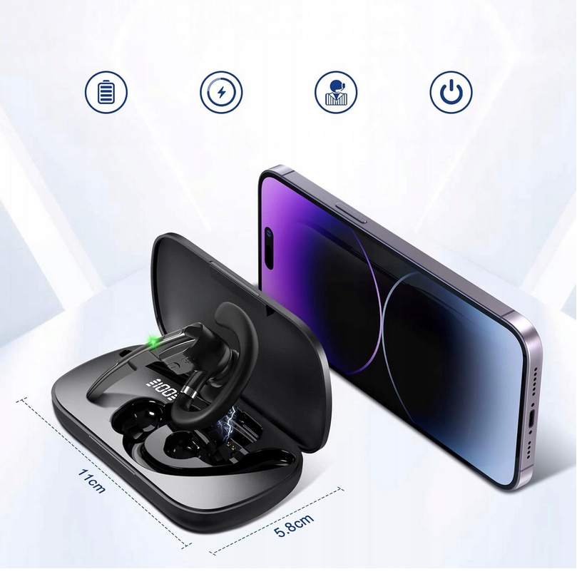 SŁUCHAWKA BLUETOOTH G5 5.2 BEZPRZEWODOWY ZESTAW SŁUCHAWKOWY + ETUI - obrazek 2