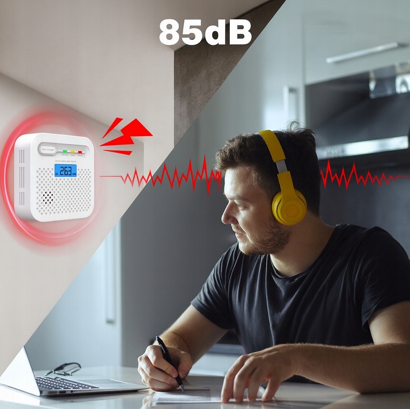 CZUJNIK CZADU TLENKU WĘGLA CO BEZPRZEWODOWY WIFI LCD TUYA 85dB APLIKACJA - obrazek 2