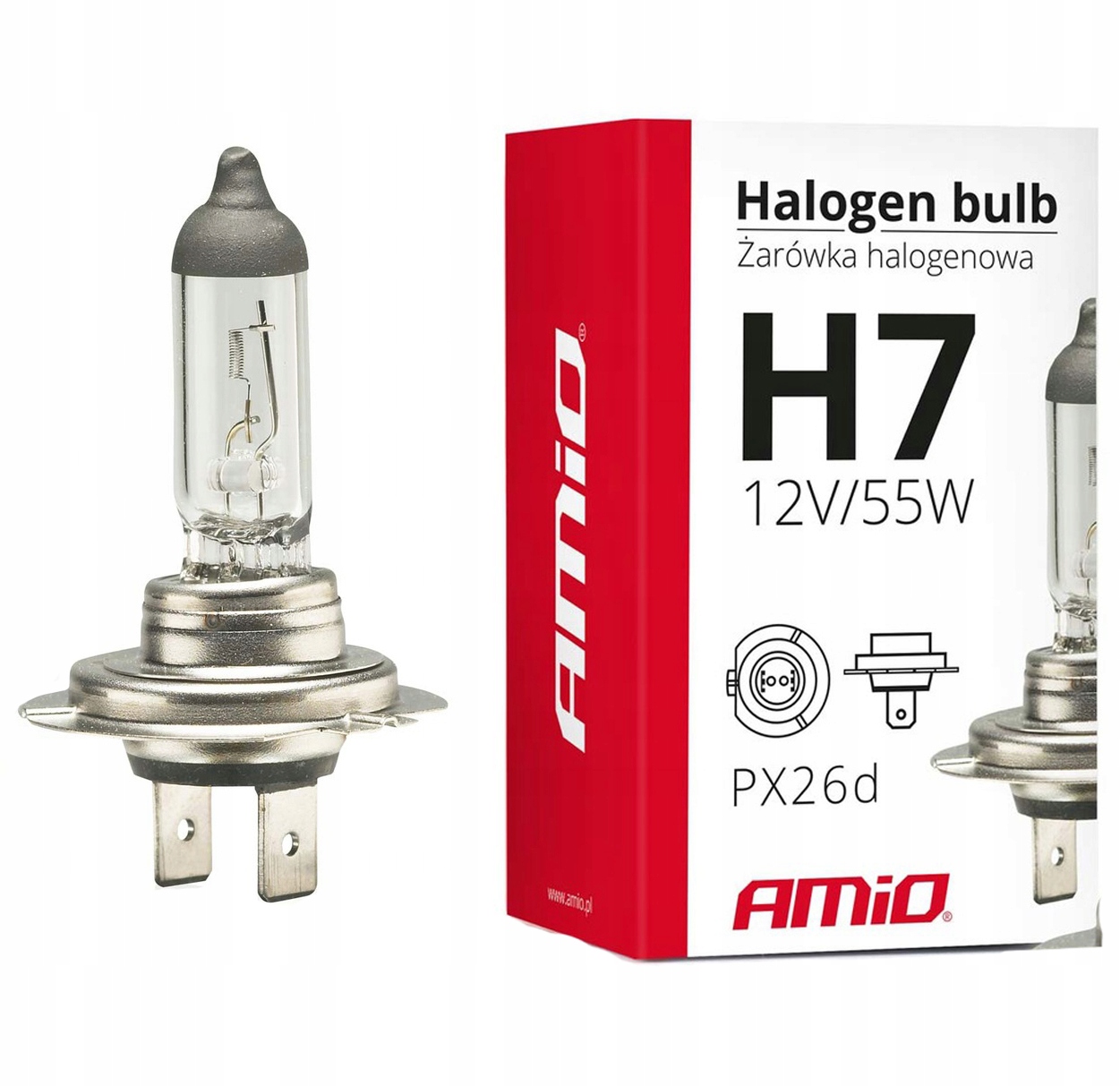 ŻARÓWKA HALOGENOWA H7 12V 55W filtr UV (E8) AMIO-01156 1 SZT. - obrazek 7