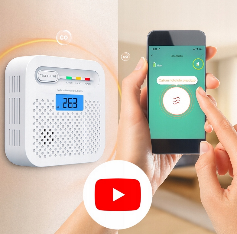 CZUJNIK CZADU TLENKU WĘGLA CO BEZPRZEWODOWY WIFI LCD TUYA 85dB APLIKACJA - obrazek 10