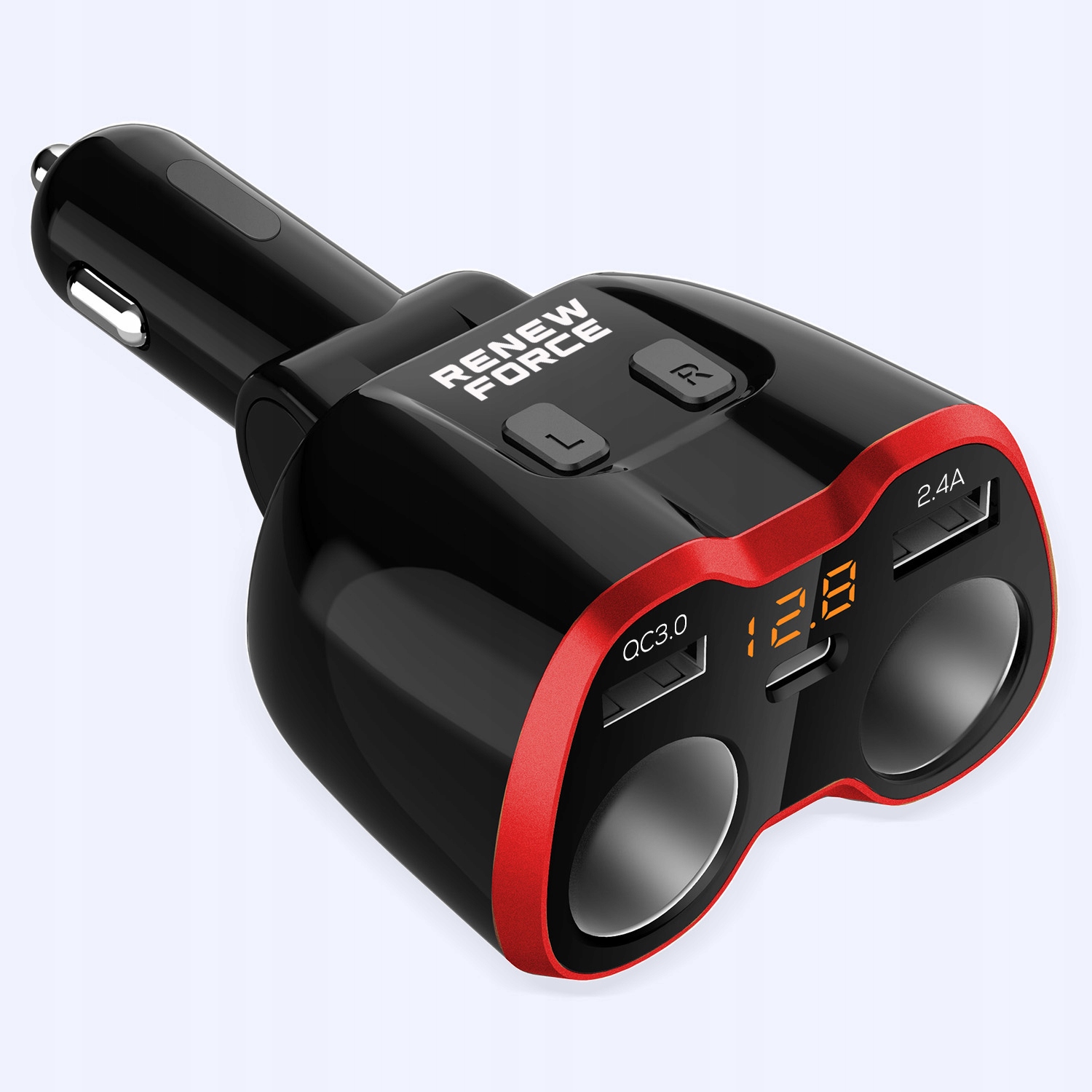 ROZDZIELACZ GNIAZDA ZAPALNICZKI 12-24V ŁADOWARKA 2xUSB QC WOLTOMIERZ 150W - obrazek 9