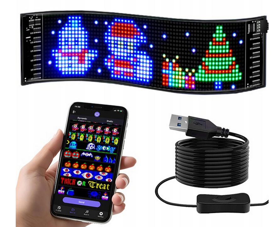 SYGNALIZATOR GESTÓW RĘKA TEKST SYMBOLE NA TYLNĄ SZYBĘ SAMOCHODU LED 59x12cm - obrazek 13