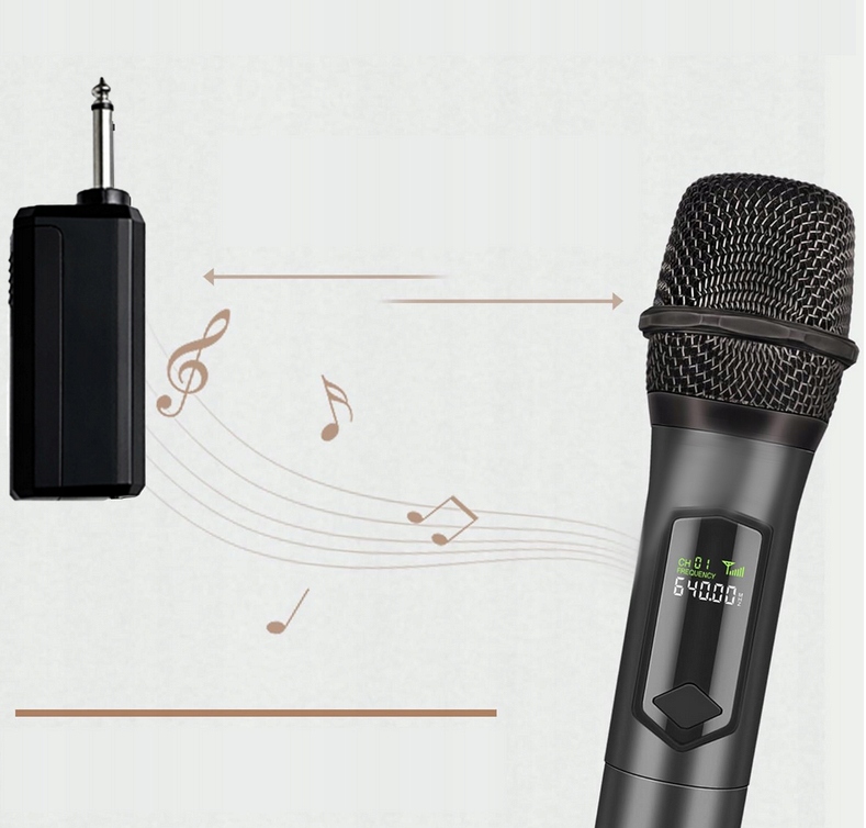 MIKROFON BEZPRZEWODOWY DYNAMICZNY ŁADOWALNY 50M KARAOKE JACK MINI JACK 2SZT - obrazek 11