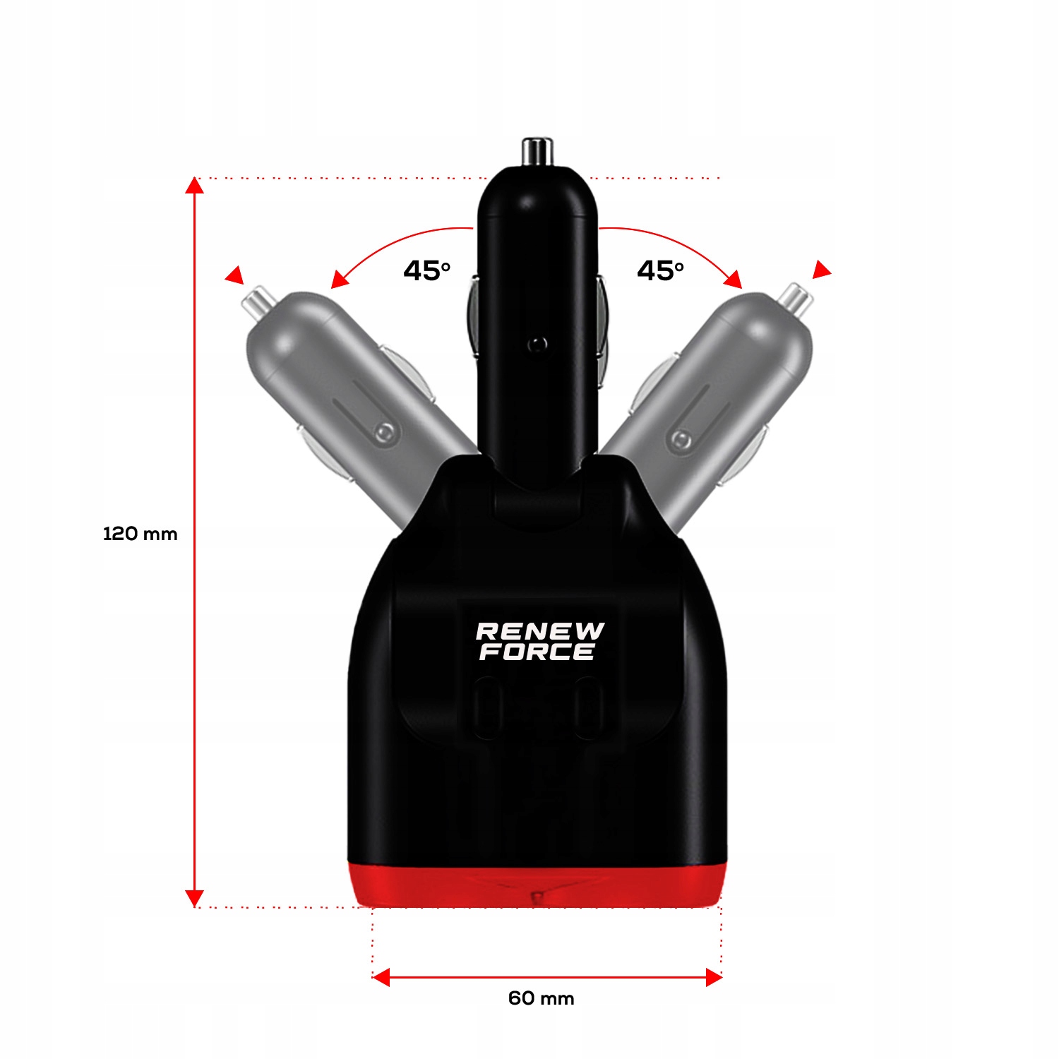 ROZDZIELACZ GNIAZDA ZAPALNICZKI 12-24V ŁADOWARKA 2xUSB QC WOLTOMIERZ 150W - obrazek 15