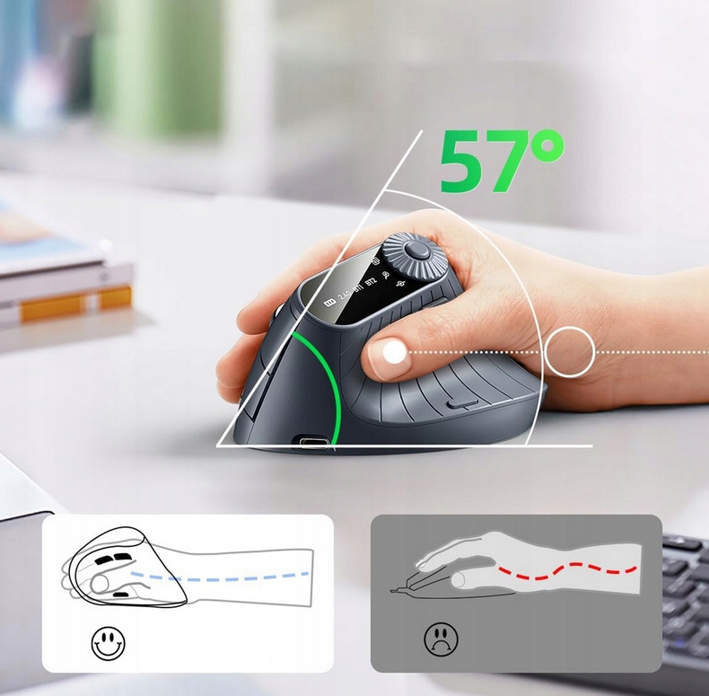 PIONOWA MYSZ BEZPRZEWODOWA MYSZKA WERTYKALNA ERGONOMICZNA WiFi Bluetooth BT - obrazek 3