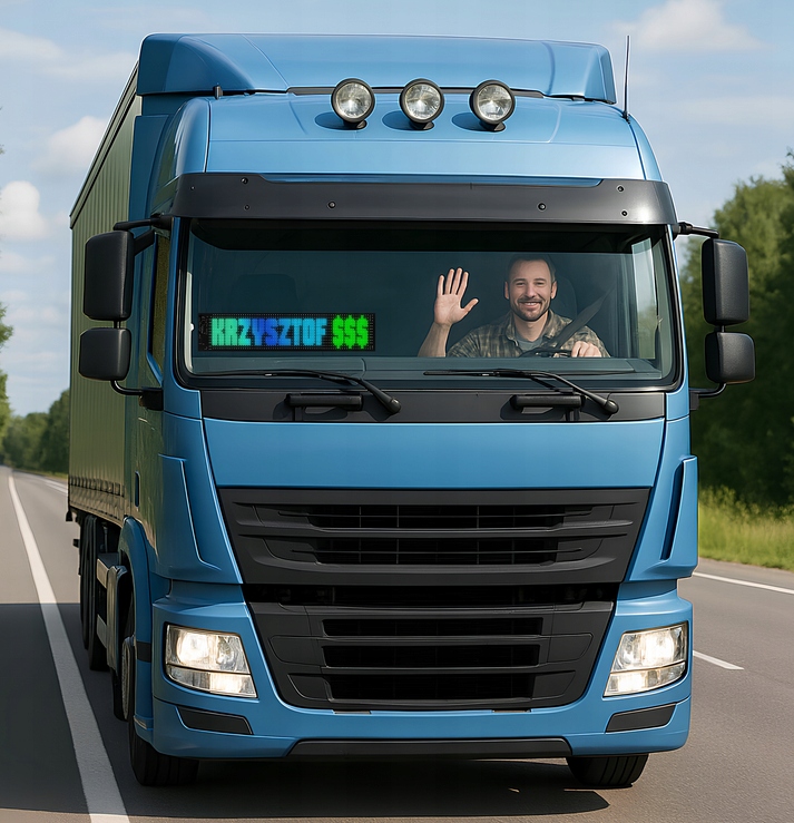 TABLICA IMIENNA LED TIR PODŚWIETLANA DLA KIEROWCY DO CIĘŻARÓWKI PREMIUM XL - obrazek 2