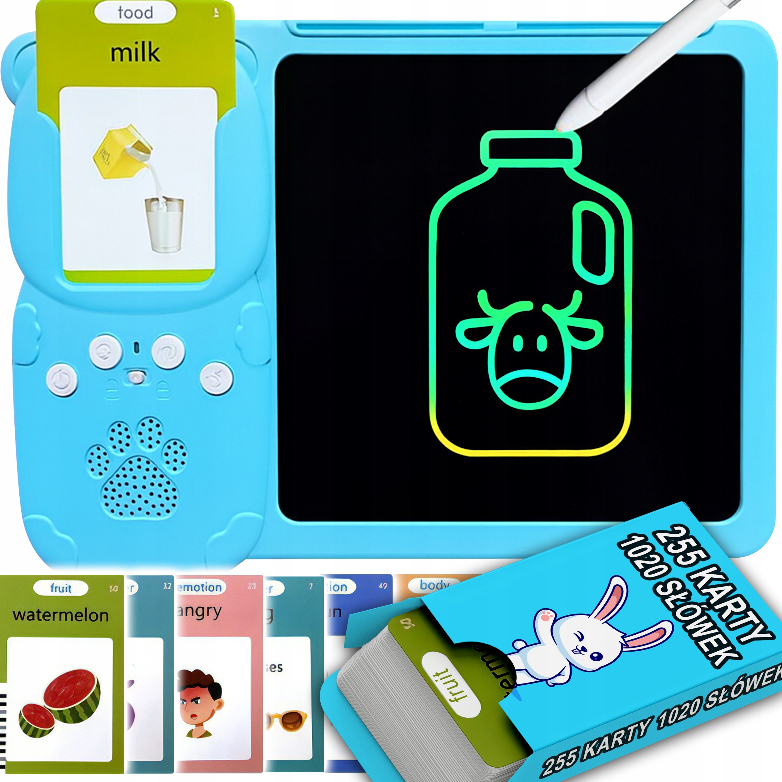 CZYTNIK KART TABLET DO NAUKI 1020 SŁOWEK POLSKI ANGIELSKI DO ANGIELSKIEGO - obrazek 2