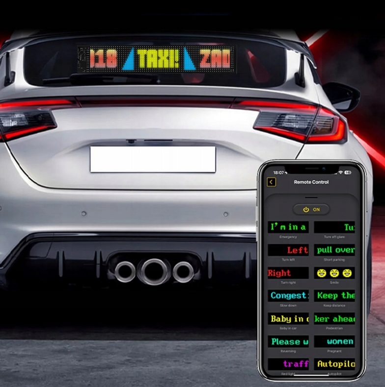 SYGNALIZATOR GESTÓW RĘKA TEKST SYMBOLE NA TYLNĄ SZYBĘ SAMOCHODU LED 59x12cm - obrazek 8