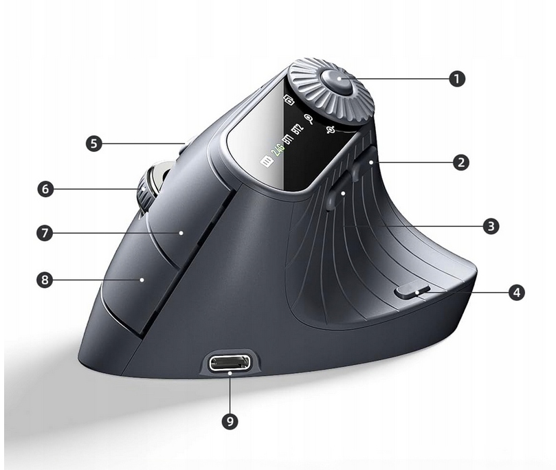 PIONOWA MYSZ BEZPRZEWODOWA MYSZKA WERTYKALNA ERGONOMICZNA WiFi Bluetooth BT - obrazek 6