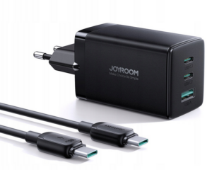 SZYBKA ŁADOWARKA GaN 65W JOYROOM USB-A 2x USB-C kabel USB-C 100W 1.2m